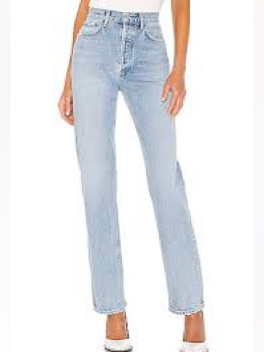 AGOLDE DENIM JEANS TAYLOR KICK FLARE BLUE BROKEN IN  CROPPED SIZE 27